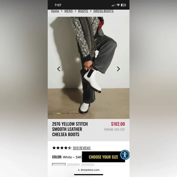 White Dr Martens Chelsea Boot size 8 - Picture 11 of 14